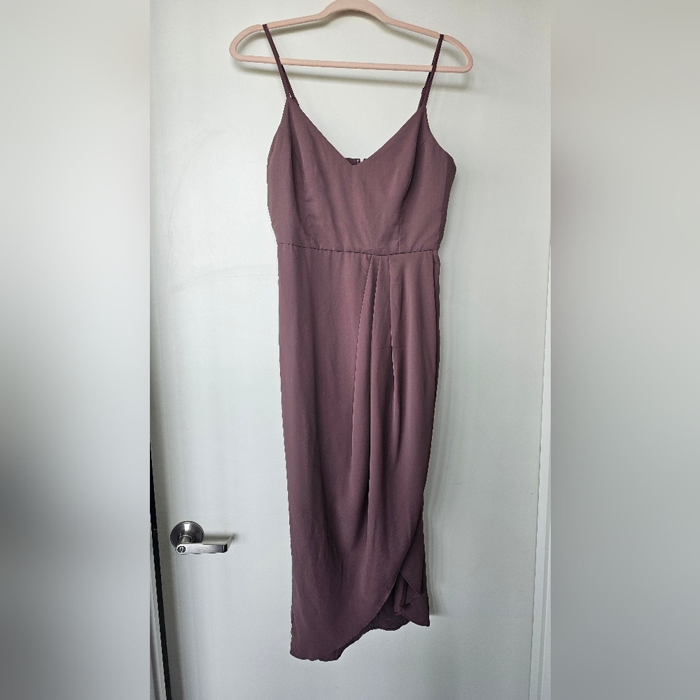 Lulu's Mauve Sheath Midi Dress Sweetheart Neckline
